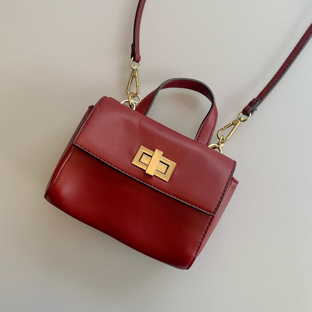 Mini Crossbody/Handle Bag in Red & Gold